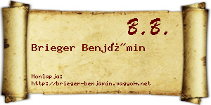 Brieger Benjámin névjegykártya